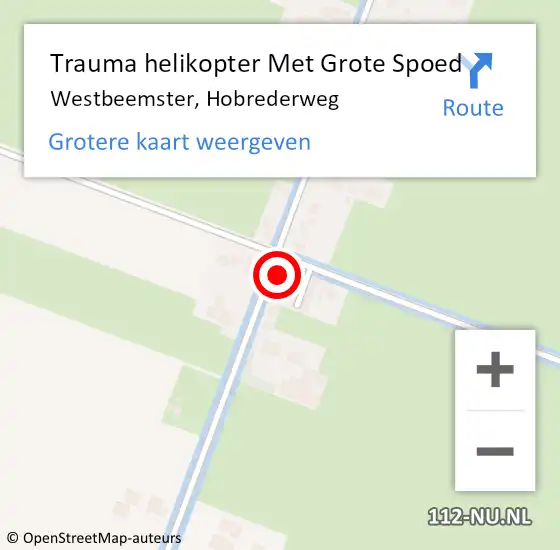 Locatie op kaart van de 112 melding: Trauma helikopter Met Grote Spoed Naar Westbeemster, Hobrederweg op 5 september 2024 13:01