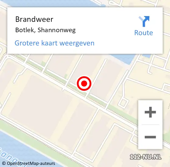 Locatie op kaart van de 112 melding: Brandweer Botlek, Shannonweg op 5 september 2024 13:11