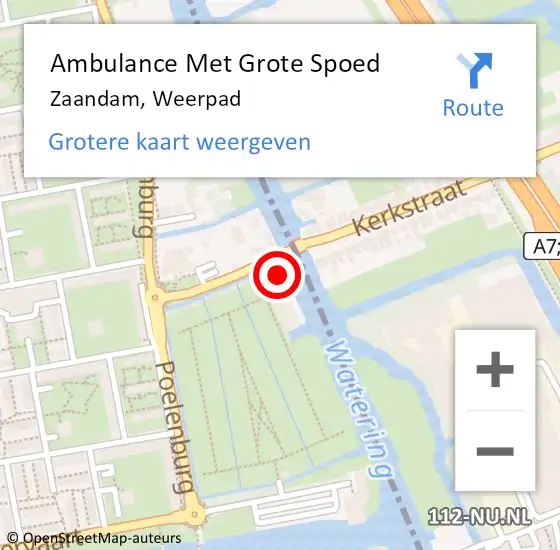 Locatie op kaart van de 112 melding: Ambulance Met Grote Spoed Naar Zaandam, Weerpad op 5 september 2024 13:16