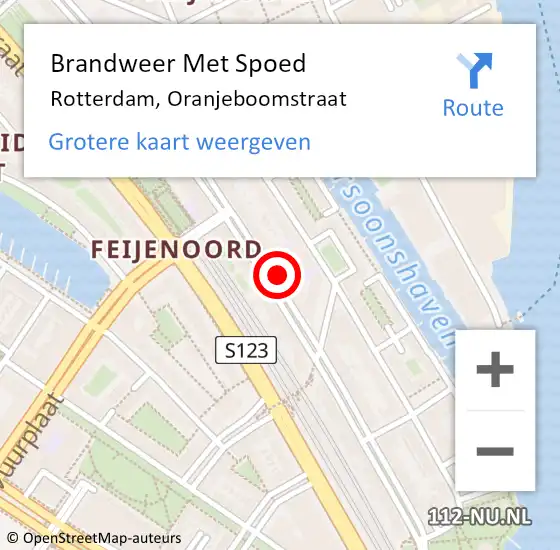 Locatie op kaart van de 112 melding: Brandweer Met Spoed Naar Rotterdam, Oranjeboomstraat op 5 september 2024 13:19