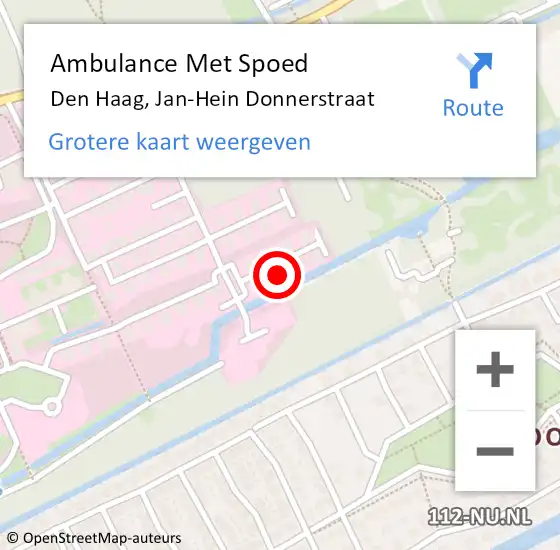 Locatie op kaart van de 112 melding: Ambulance Met Spoed Naar Den Haag, Jan-Hein Donnerstraat op 5 september 2024 13:22