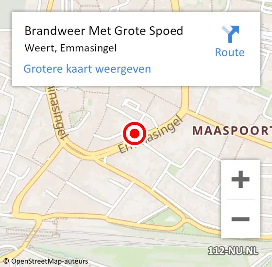 Locatie op kaart van de 112 melding: Brandweer Met Grote Spoed Naar Weert, Emmasingel op 5 september 2024 13:29