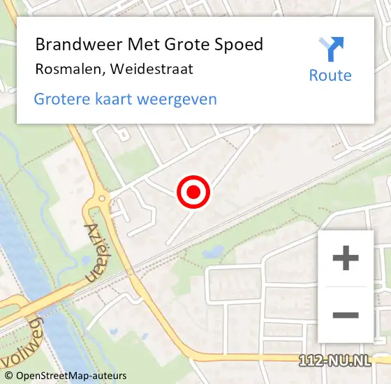 Locatie op kaart van de 112 melding: Brandweer Met Grote Spoed Naar Rosmalen, Weidestraat op 5 september 2024 13:38