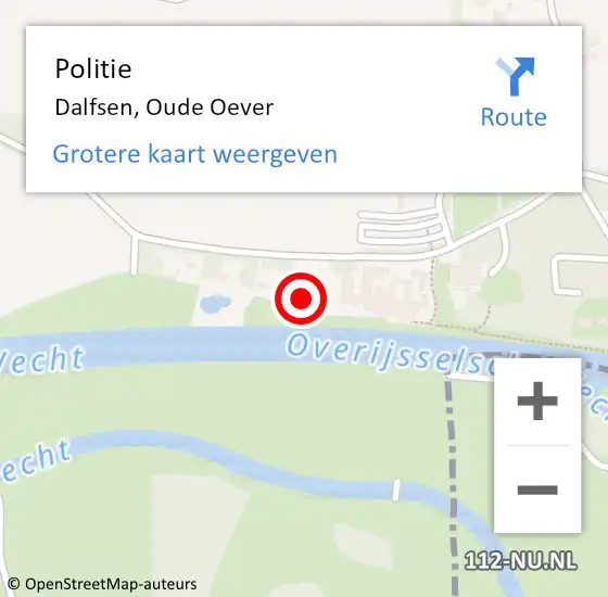 Locatie op kaart van de 112 melding: Politie Dalfsen, Oude Oever op 5 september 2024 13:41