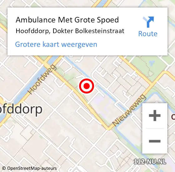 Locatie op kaart van de 112 melding: Ambulance Met Grote Spoed Naar Hoofddorp, Dokter Bolkesteinstraat op 5 september 2024 13:43