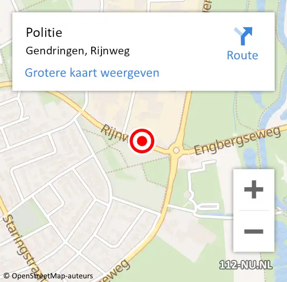 Locatie op kaart van de 112 melding: Politie Gendringen, Rijnweg op 5 september 2024 13:44