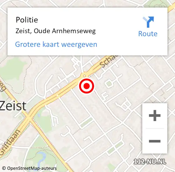 Locatie op kaart van de 112 melding: Politie Zeist, Oude Arnhemseweg op 5 september 2024 13:50