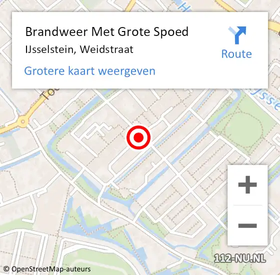 Locatie op kaart van de 112 melding: Brandweer Met Grote Spoed Naar IJsselstein, Weidstraat op 5 september 2024 13:53