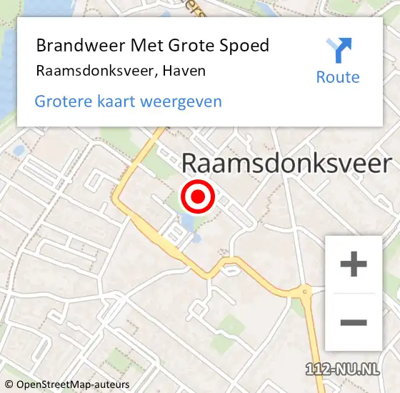 Locatie op kaart van de 112 melding: Brandweer Met Grote Spoed Naar Raamsdonksveer, Haven op 5 september 2024 14:11