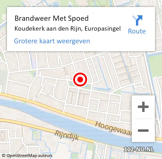 Locatie op kaart van de 112 melding: Brandweer Met Spoed Naar Koudekerk aan den Rijn, Europasingel op 5 september 2024 14:17