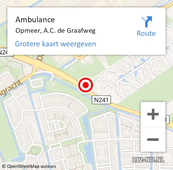 Locatie op kaart van de 112 melding: Ambulance Opmeer, A.C. de Graafweg op 5 september 2024 14:32