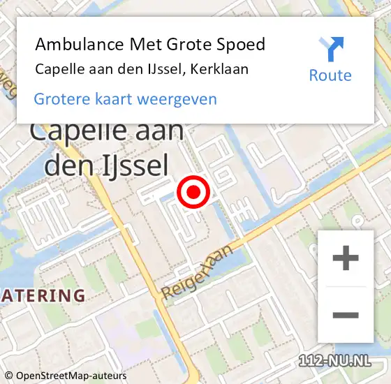 Locatie op kaart van de 112 melding: Ambulance Met Grote Spoed Naar Capelle aan den IJssel, Kerklaan op 5 september 2024 14:33