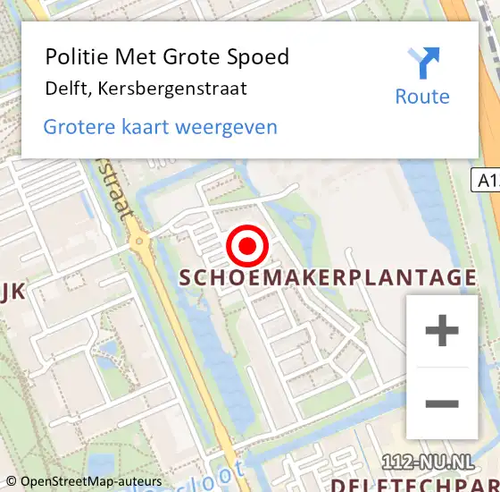 Locatie op kaart van de 112 melding: Politie Met Grote Spoed Naar Delft, Kersbergenstraat op 5 september 2024 14:39