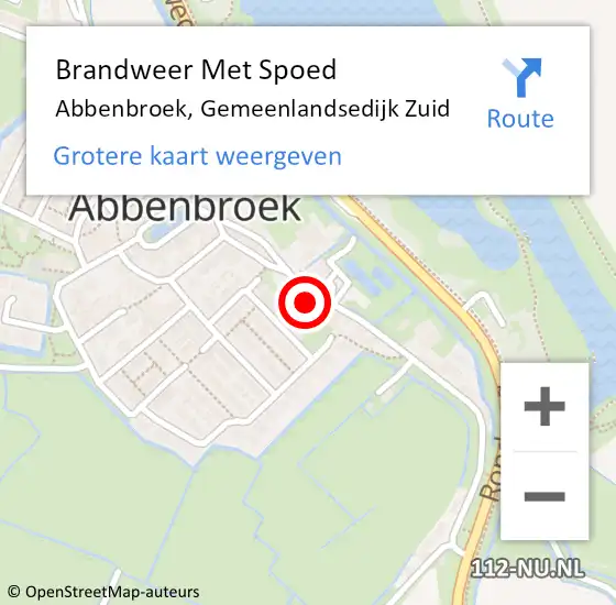 Locatie op kaart van de 112 melding: Brandweer Met Spoed Naar Abbenbroek, Gemeenlandsedijk Zuid op 5 september 2024 14:48