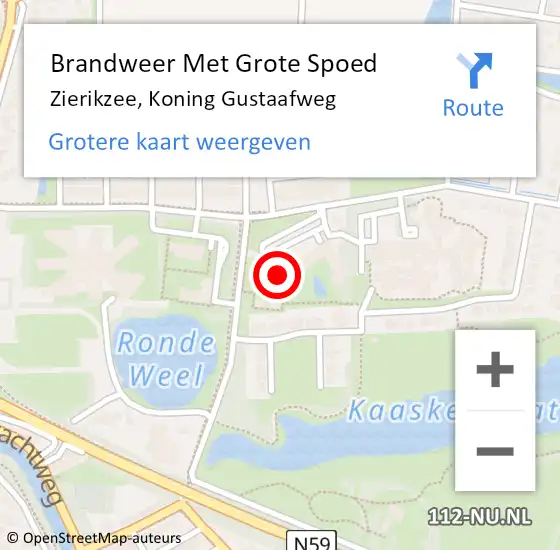 Locatie op kaart van de 112 melding: Brandweer Met Grote Spoed Naar Zierikzee, Koning Gustaafweg op 5 september 2024 14:48