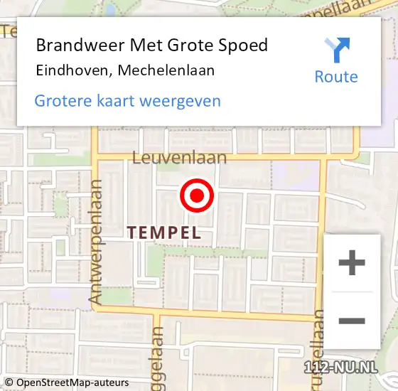 Locatie op kaart van de 112 melding: Brandweer Met Grote Spoed Naar Eindhoven, Mechelenlaan op 5 september 2024 14:49