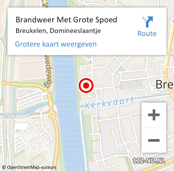 Locatie op kaart van de 112 melding: Brandweer Met Grote Spoed Naar Breukelen, Domineeslaantje op 5 september 2024 14:50