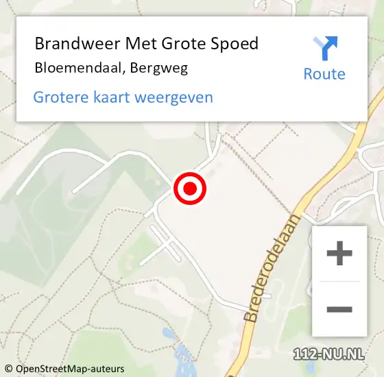 Locatie op kaart van de 112 melding: Brandweer Met Grote Spoed Naar Bloemendaal, Bergweg op 5 september 2024 14:52