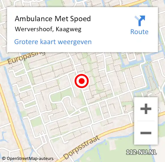 Locatie op kaart van de 112 melding: Ambulance Met Spoed Naar Wervershoof, Kaagweg op 5 september 2024 14:55