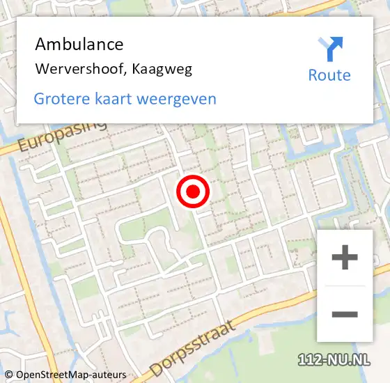 Locatie op kaart van de 112 melding: Ambulance Wervershoof, Kaagweg op 5 september 2024 14:56