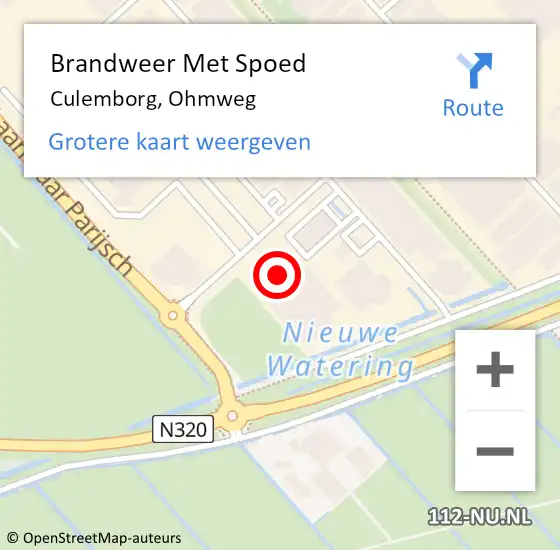 Locatie op kaart van de 112 melding: Brandweer Met Spoed Naar Culemborg, Ohmweg op 5 september 2024 15:03