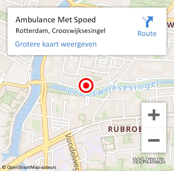 Locatie op kaart van de 112 melding: Ambulance Met Spoed Naar Rotterdam, Crooswijksesingel op 5 september 2024 15:04