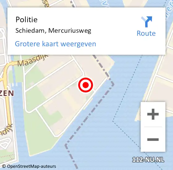 Locatie op kaart van de 112 melding: Politie Schiedam, Mercuriusweg op 5 september 2024 15:08