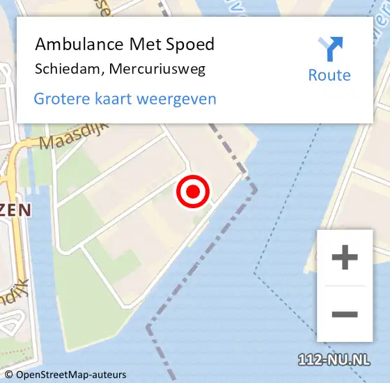 Locatie op kaart van de 112 melding: Ambulance Met Spoed Naar Schiedam, Mercuriusweg op 5 september 2024 15:10