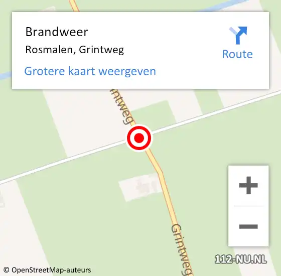 Locatie op kaart van de 112 melding: Brandweer Rosmalen, Grintweg op 19 oktober 2014 01:49