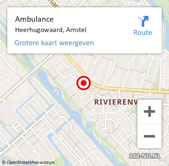 Locatie op kaart van de 112 melding: Ambulance Heerhugowaard, Amstel op 5 september 2024 15:20