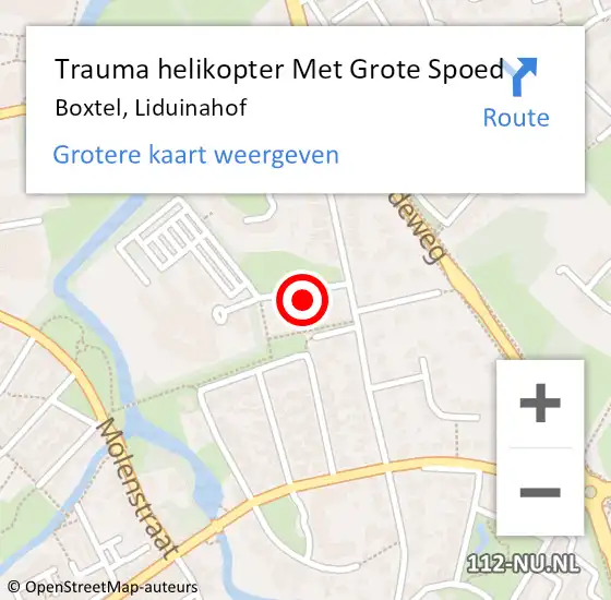 Locatie op kaart van de 112 melding: Trauma helikopter Met Grote Spoed Naar Boxtel, Liduinahof op 5 september 2024 15:26