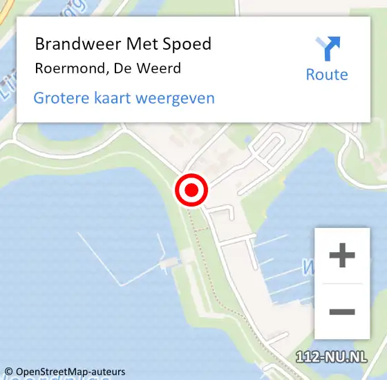 Locatie op kaart van de 112 melding: Brandweer Met Spoed Naar Roermond, De Weerd op 5 september 2024 15:26