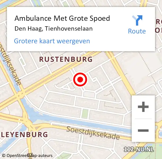 Locatie op kaart van de 112 melding: Ambulance Met Grote Spoed Naar Den Haag, Tienhovenselaan op 5 september 2024 15:37