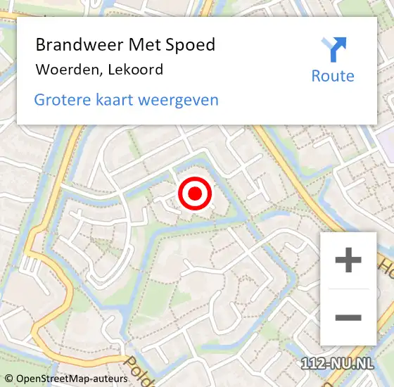 Locatie op kaart van de 112 melding: Brandweer Met Spoed Naar Woerden, Lekoord op 5 september 2024 15:54