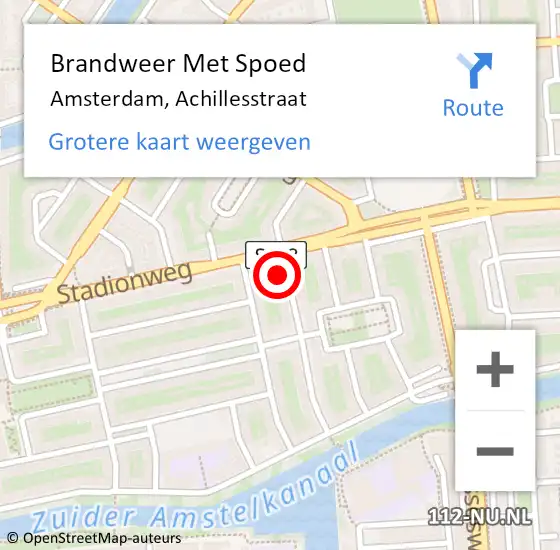 Locatie op kaart van de 112 melding: Brandweer Met Spoed Naar Amsterdam, Achillesstraat op 5 september 2024 15:55