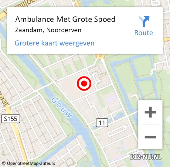 Locatie op kaart van de 112 melding: Ambulance Met Grote Spoed Naar Zaandam, Noorderven op 5 september 2024 15:55