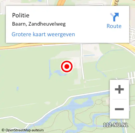 Locatie op kaart van de 112 melding: Politie Baarn, Zandheuvelweg op 5 september 2024 16:07