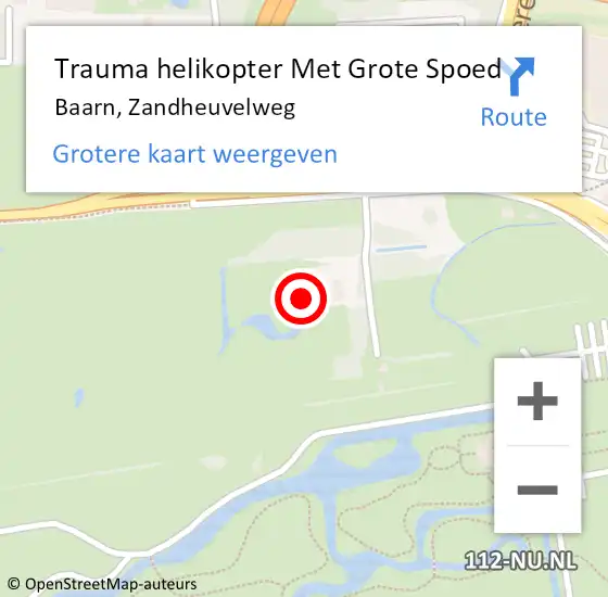 Locatie op kaart van de 112 melding: Trauma helikopter Met Grote Spoed Naar Baarn, Zandheuvelweg op 5 september 2024 16:09