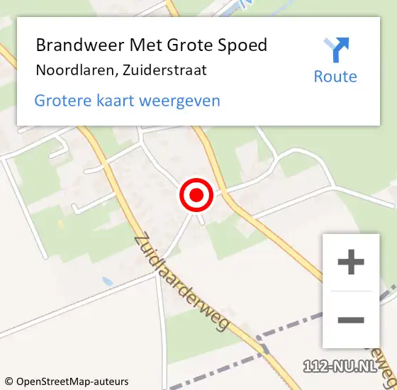 Locatie op kaart van de 112 melding: Brandweer Met Grote Spoed Naar Noordlaren, Zuiderstraat op 5 september 2024 16:12