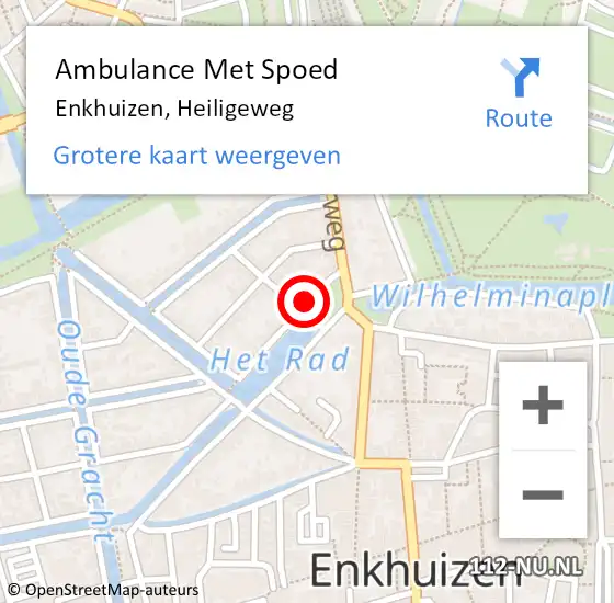 Locatie op kaart van de 112 melding: Ambulance Met Spoed Naar Enkhuizen, Heiligeweg op 5 september 2024 16:16