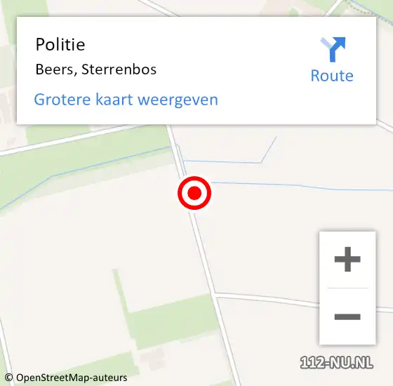 Locatie op kaart van de 112 melding: Politie Beers, Sterrenbos op 5 september 2024 16:25