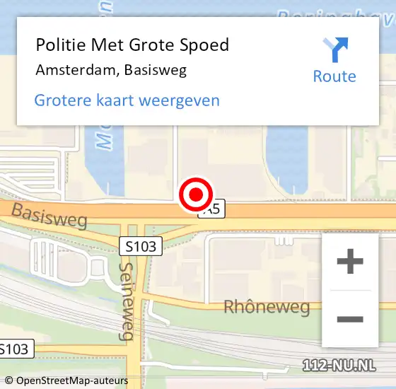 Locatie op kaart van de 112 melding: Politie Met Grote Spoed Naar Amsterdam, Basisweg op 5 september 2024 16:34