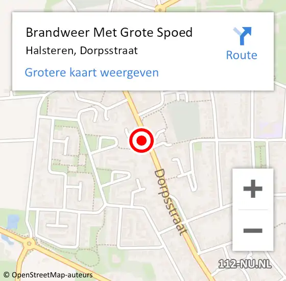 Locatie op kaart van de 112 melding: Brandweer Met Grote Spoed Naar Halsteren, Dorpsstraat op 5 september 2024 16:38