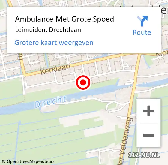 Locatie op kaart van de 112 melding: Ambulance Met Grote Spoed Naar Leimuiden, Drechtlaan op 5 september 2024 16:39