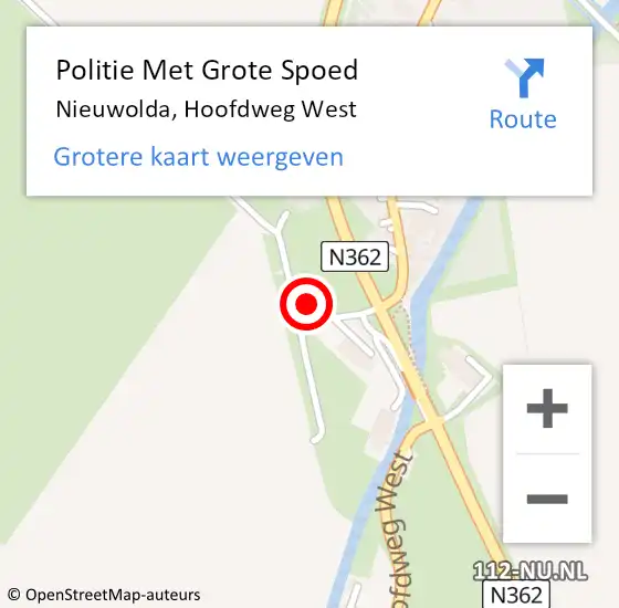 Locatie op kaart van de 112 melding: Politie Met Grote Spoed Naar Nieuwolda, Hoofdweg West op 5 september 2024 16:39