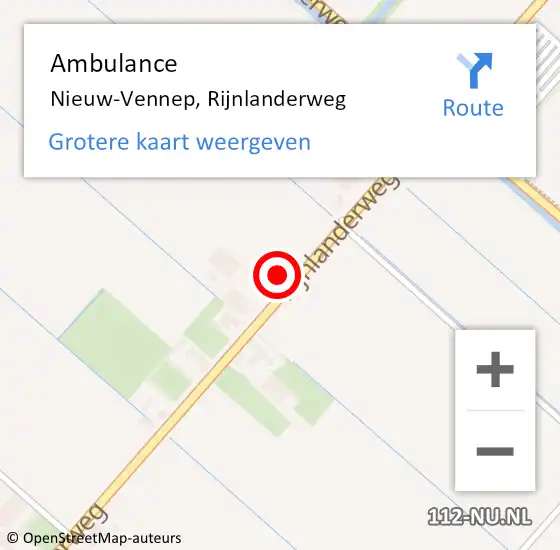 Locatie op kaart van de 112 melding: Ambulance Nieuw-Vennep, Rijnlanderweg op 5 september 2024 16:41