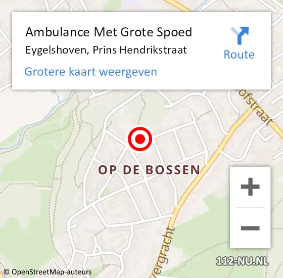 Locatie op kaart van de 112 melding: Ambulance Met Grote Spoed Naar Eygelshoven, Prins Hendrikstraat op 19 oktober 2014 02:05