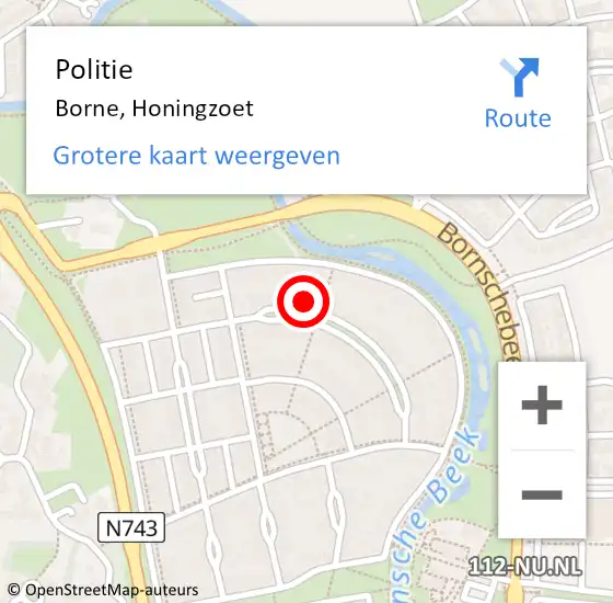 Locatie op kaart van de 112 melding: Politie Borne, Honingzoet op 5 september 2024 16:43