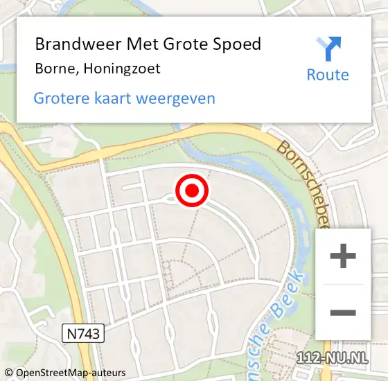 Locatie op kaart van de 112 melding: Brandweer Met Grote Spoed Naar Borne, Honingzoet op 5 september 2024 16:44