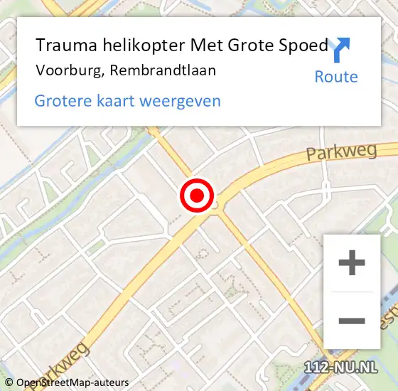 Locatie op kaart van de 112 melding: Trauma helikopter Met Grote Spoed Naar Voorburg, Rembrandtlaan op 5 september 2024 16:55